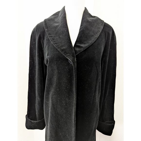PRESTON & YORK! LUXE, ELEGANT BLACK VELVET, 100% COTTON CLOAK, JACKET! SZ S - Picture 4 of 11